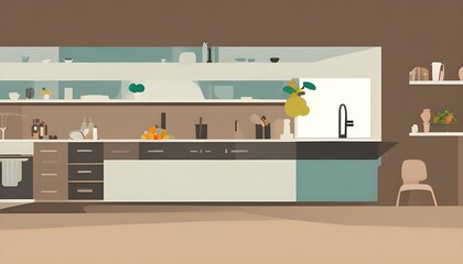 flat design vector illustration of a modern kitchen