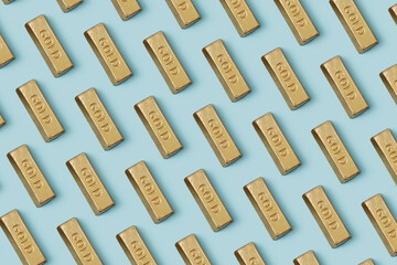 Repeated pattern of gold bars on blue background.