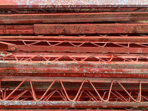 Scrap Iron Kept In A Open Area And The Iron Catches Rust