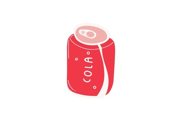 Red soda can text written COLA on white background 3d graphic 