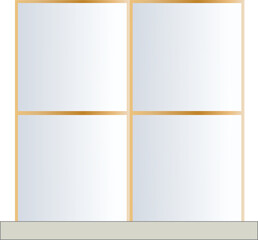 illustrated window frame with translucent panes 