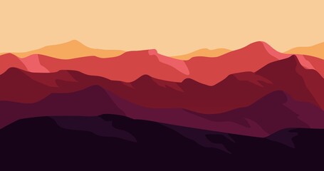 red gradient rocky mountains nature background illustration