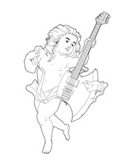 cherub angel electric guitar outline