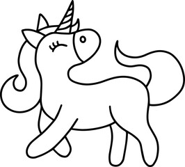 Unicorn Cartoon Line Art