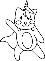 Unicorn Cat Line Art
