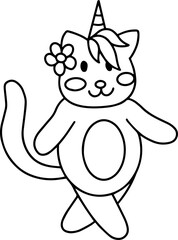 Unicorn Cat Line Art
