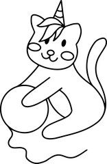 Unicorn Cat Line Art
