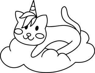 Unicorn Cat Line Art
