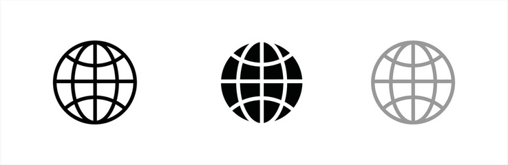 World icons set. World web icon.  World planet earth icon. Symbol of Earth and world. World web icon sign. Globe shape line and flat style. Vector illustration.