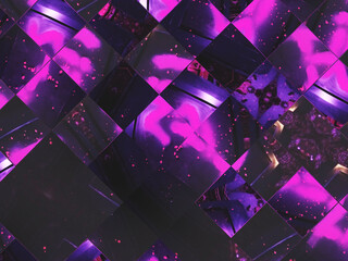 Reflective mirrored background with rhomboidal patterns.