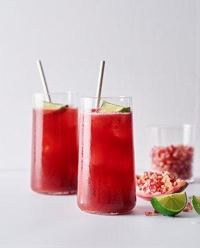 Pomegranate seltzer drinks