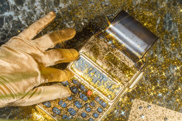 Payment for luxury goods using a gold pos terminal for Christmas