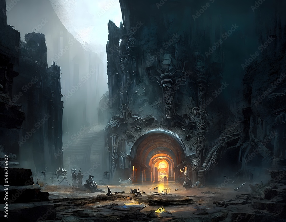 Canvas Prints space marines exploring a distance alien planet generative ai