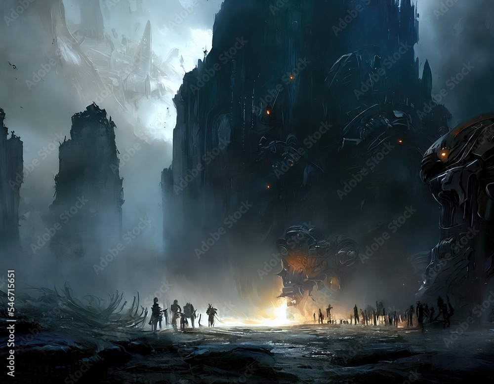 Canvas Prints space marines exploring a distance alien planet