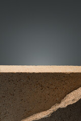 Brick podium with space for your product. A beautiful background for your product. Empty pile of podium platform stones on a beautiful background. Minimal background with space for your product