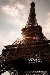 Paris Eiffel Tower with the sun setting