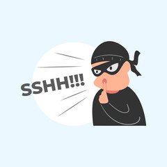 Cute flat illustration cartoon of thief hacker stealing data money for web sticker icon mascot logo