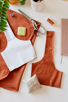 Still life of sewing work.