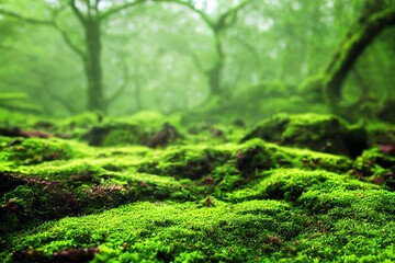 Fototapeta na wymiar Moss growing in a forest Generative AI