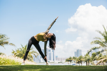 woman exercising in the park