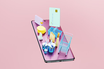 Online shopping concept with smartphone