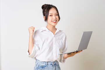 beautiful young asian businesswoman portrait on white background