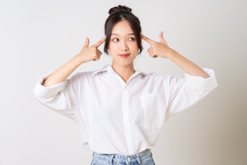 beautiful young asian businesswoman portrait on white background