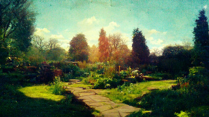 A Majestic Afternoon at Garden Illustration