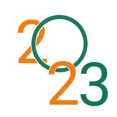 Green and orange text with 2023 new year