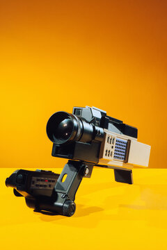 video camera on yellow