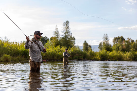 Summer landscape Fly Fishing Provo River Utah in United States 