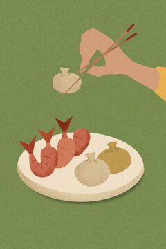 Chinese Dim Sum Food illustration.