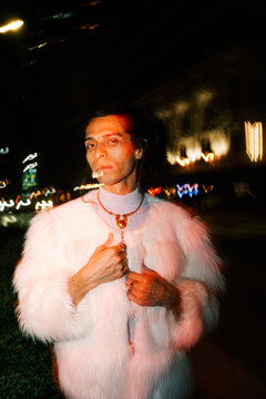 winter night fashion portrait