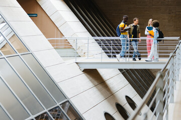 Group of diverse classmates in modern university