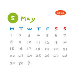Fototapeta na wymiar 2023年5月 カレンダー [May 2023 calendar]