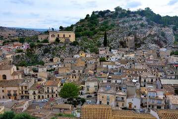 panorama of the historic center of Scicli Sicily Italy