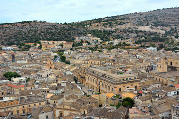 panorama of the historic center of Scicli Sicily Italy