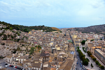 panorama of the historic center of Scicli Sicily Italy