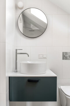 Contemporary interior of bathroom inside country house