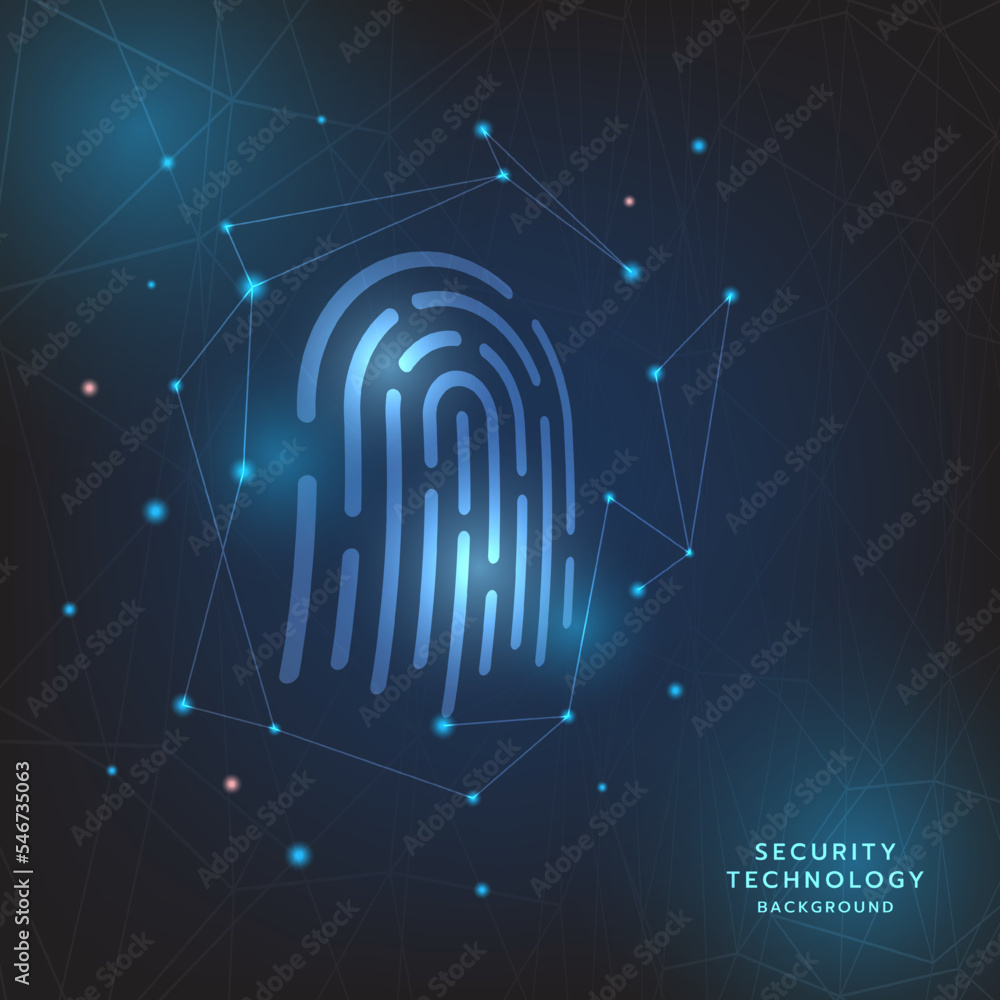Poster Abstract technology background fingerprint login cyber security system.Hi-tech digital technology futuristic circuit digital.Abstract futuristic design background.