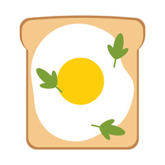 Simple flat white toast with a fried egg and greens 