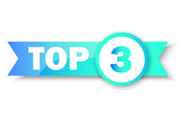 Top 3 rating banner. Circle and ribbon. Sale label. Business concept. Logo template. Vector illustration. stock image.