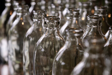 Closeup of glass bottle on the table

