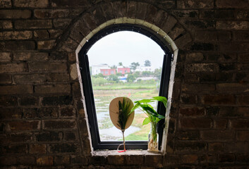 Detail of quiet and unoccupied Chinese courtyard