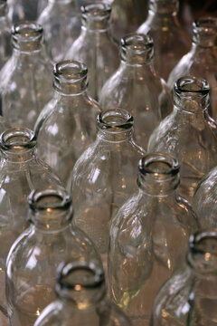 Closeup of glass bottle on the table

