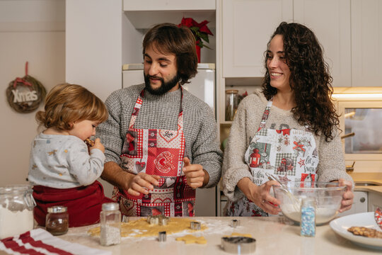 Family cooking together for christmas