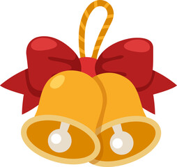 Christmas Golden metal bell with red bow