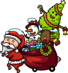 Hand drawn santa claus happy new year and merry christmas