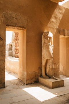 view of statue in enclosure at Temple of Karnak