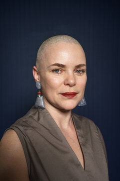 bald trimmed woman portrait